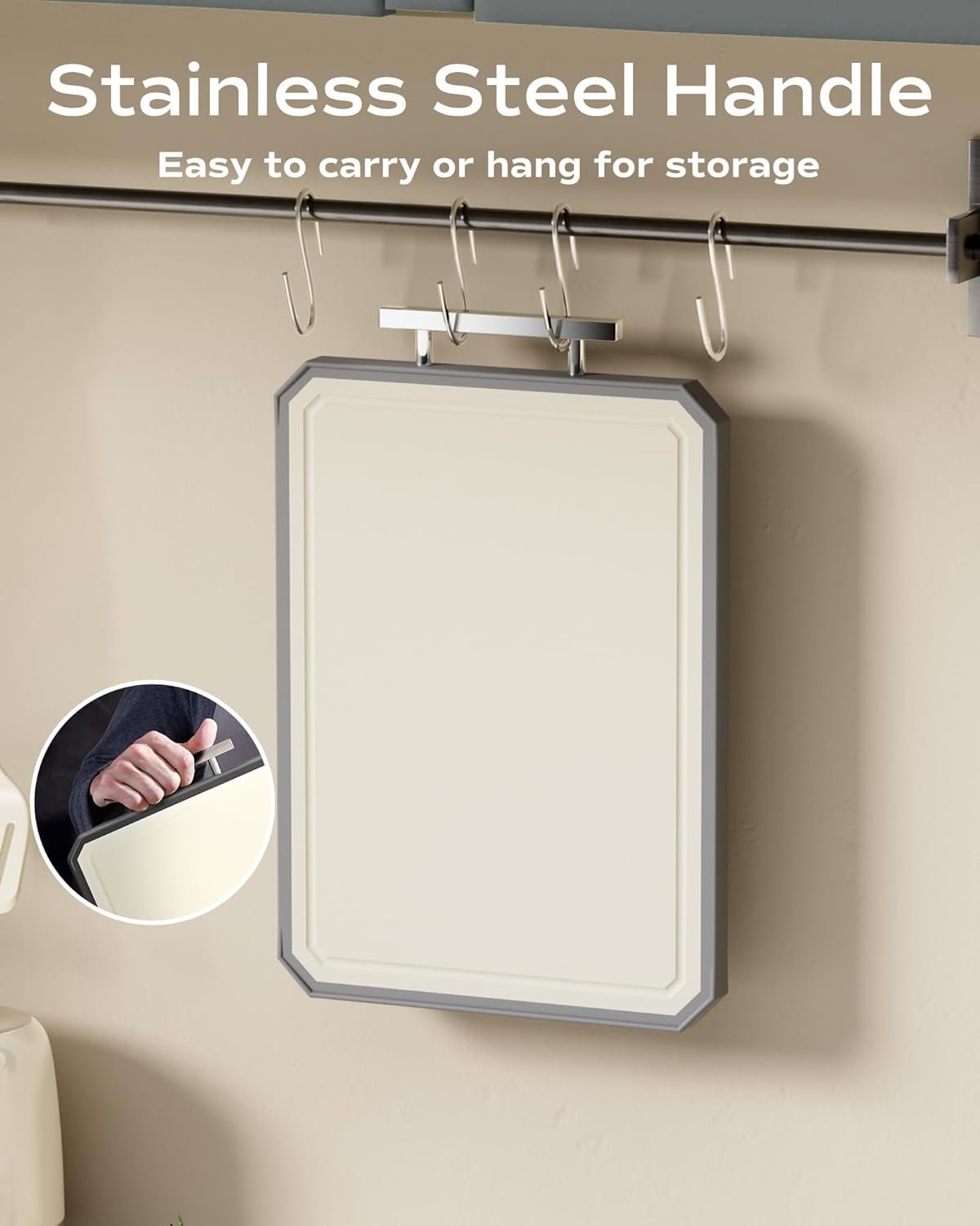 SNOWCLAD Stainless Steel Cutting Board,Double Sided Steel Cutting Boards for kitchen,Stainless Steel/Wheat straw pp Large Board for meat,non toxic Chopping,16 * 11 Inch,Dishwasher Safe - Image 2